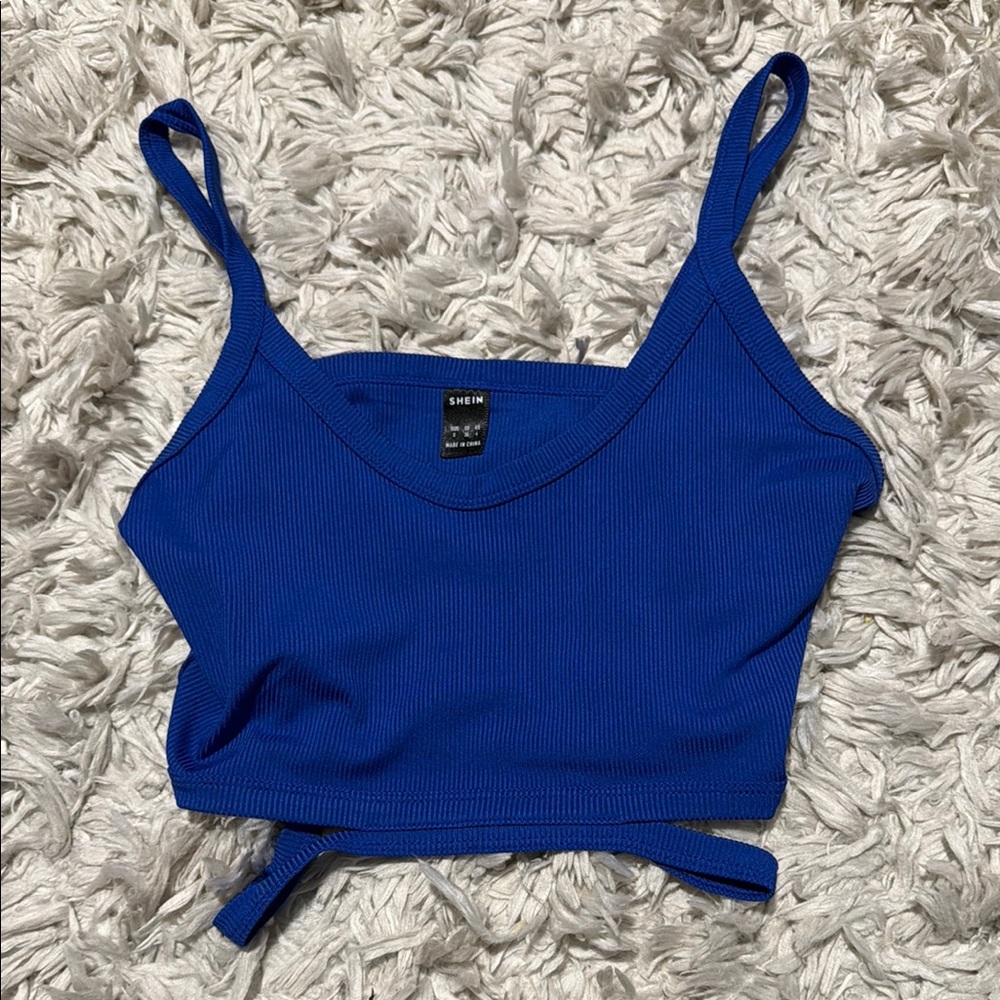 SHEIN Royal Blue Ribbed Crop Top